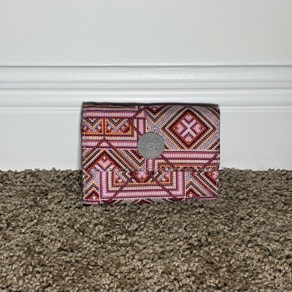 Kipling Pink Geometric Compact Wallet